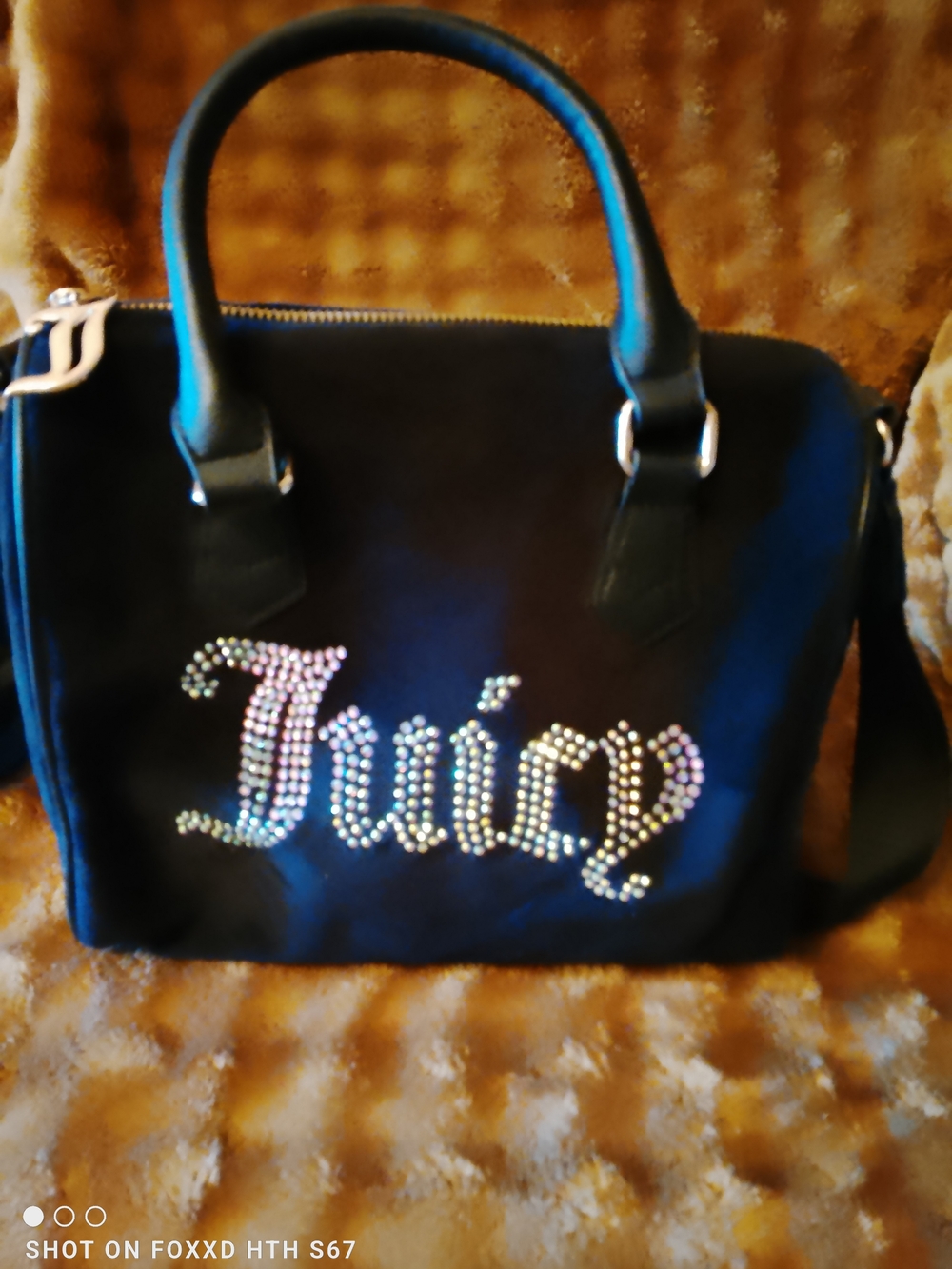 Juicy Couture Black Rhinestone 'Juicy' Satchel Bag